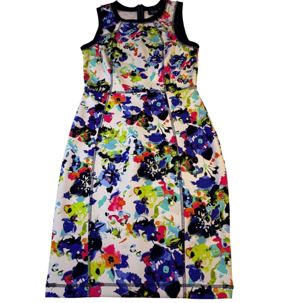 Nicole by Nicole Miller Sheath Dress S Multi Abstract Floral Bodycon Sleeveless